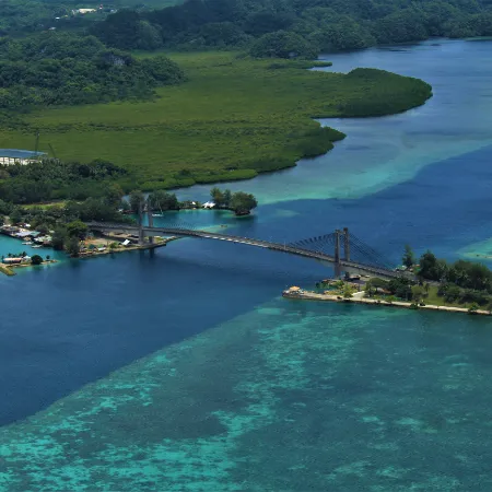 aerial photo of the friendship bridge in Palau