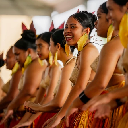 group of young female dancers in local attire in Palau